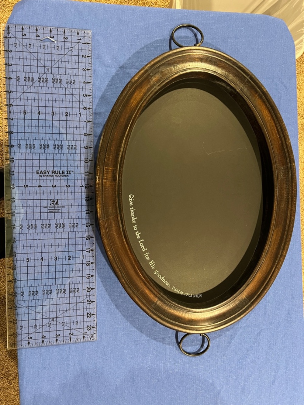 Wooden Oval Serving Tray with Inspirational Scripture Mary & Martha